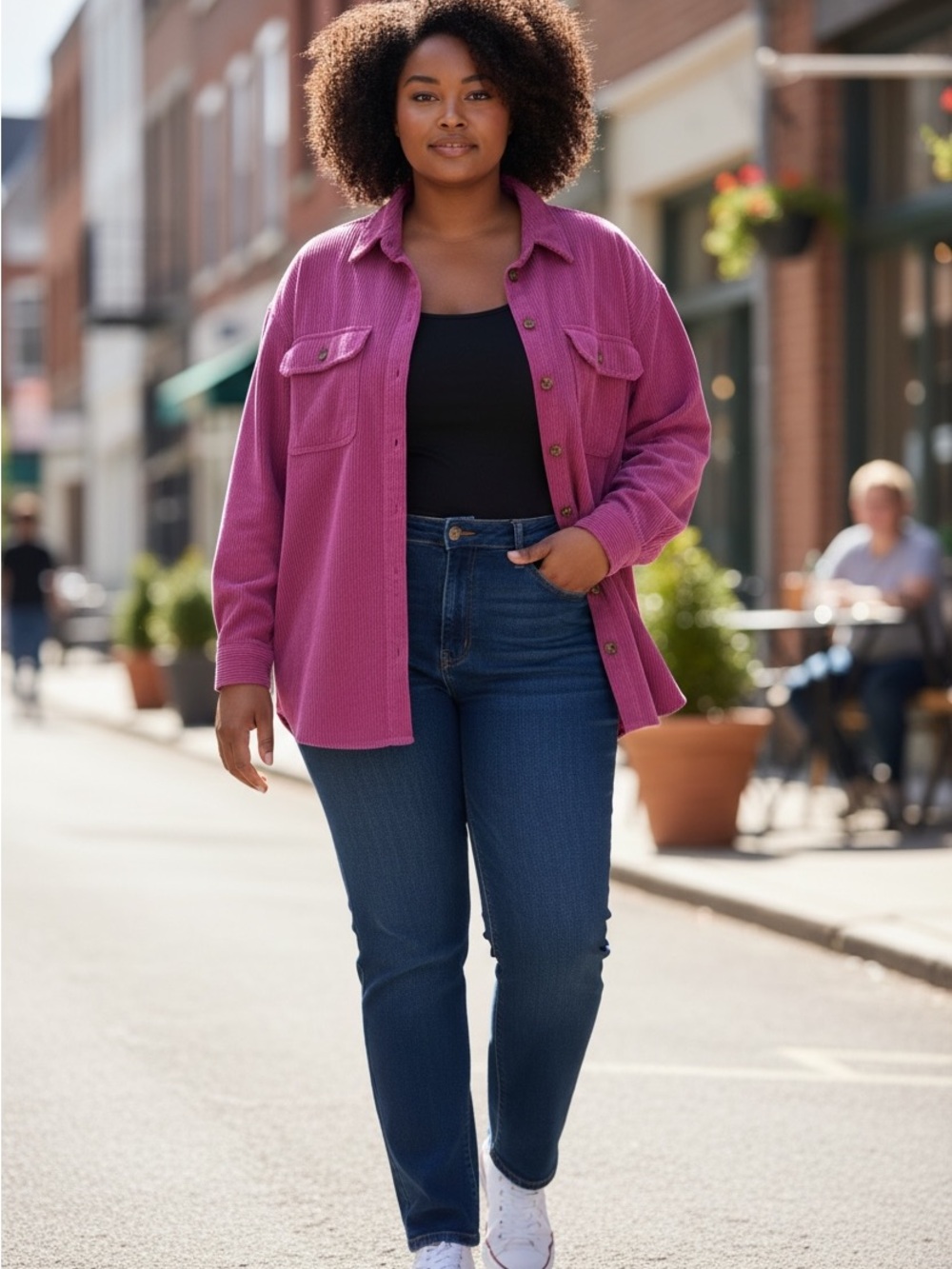 Velvet Heart Magenta Utility Shacket with Chest Pockets